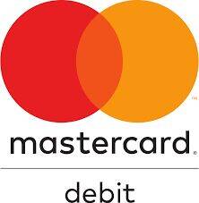 Logo van Mastercard met rode en gele cirkels en de tekst "debit".