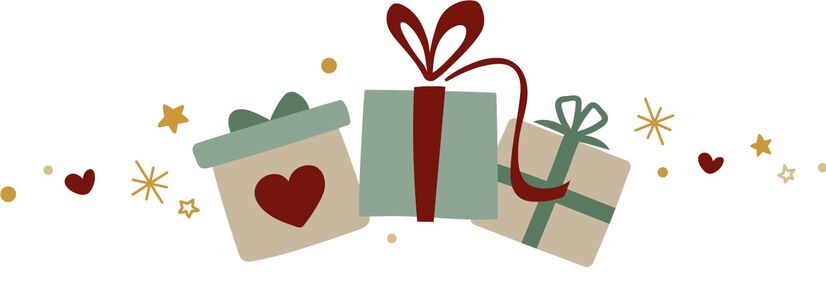 Kleurrijke cadeautjes met harten en lintjes.