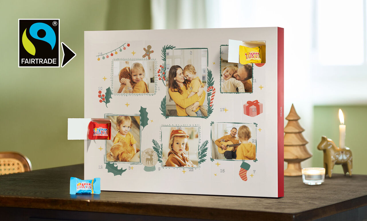 Adventskalender met foto's en chocoladeverrassingen