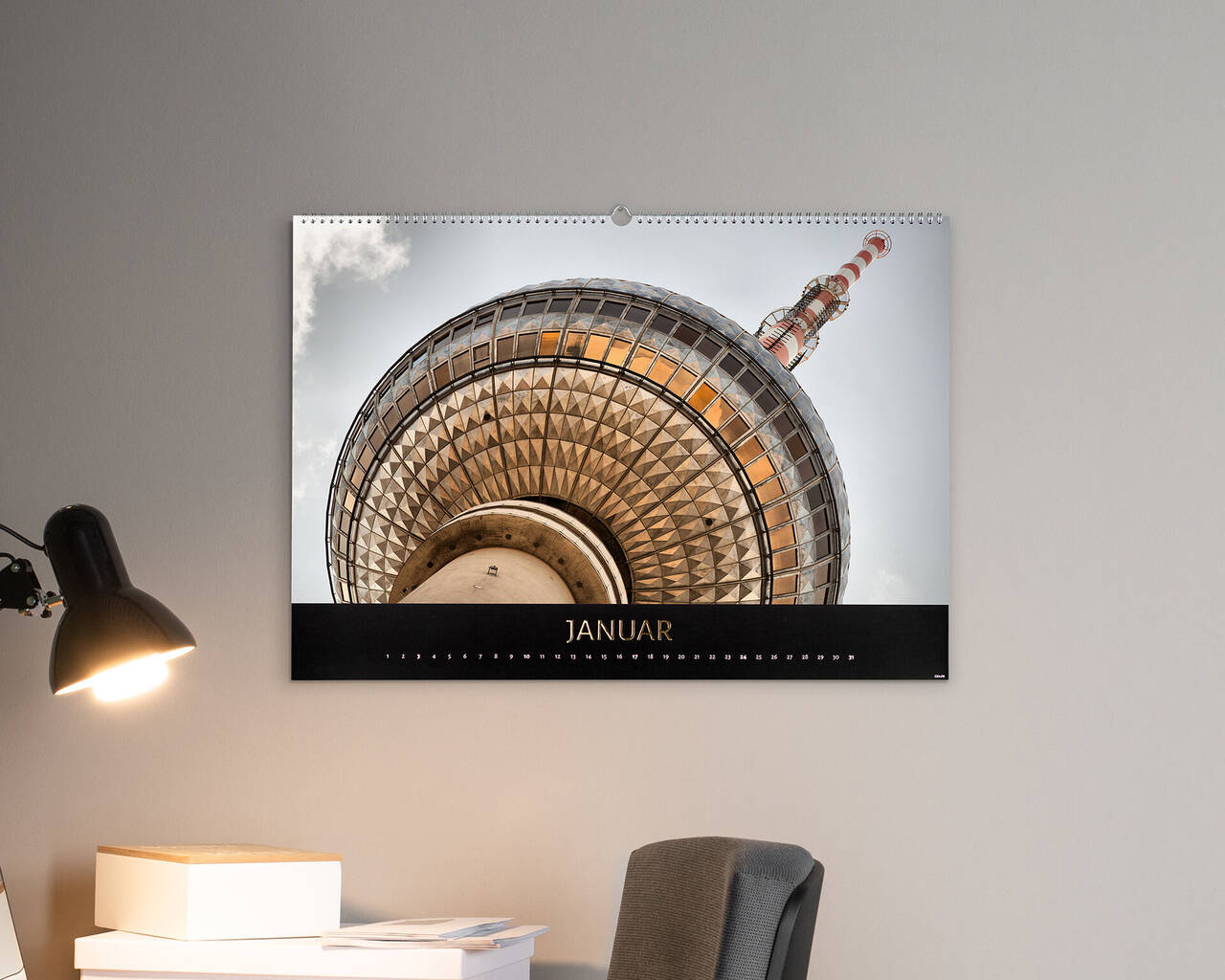 Kalenderblad met uitzicht op de Berlijnse Fernsehturm