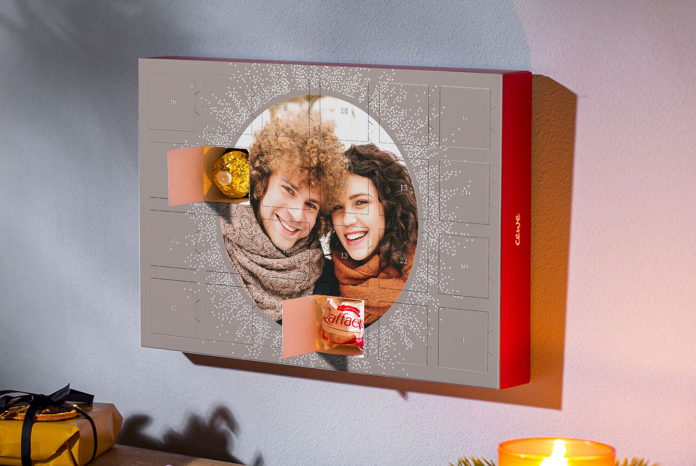 Adventskalender met foto's en chocolade verrassingen
