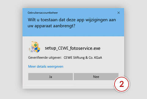 Melding over bevestiging van wijzigingen door CEWE Fotodienst-app.