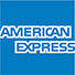 Logo van American Express in blauw met witte tekst.