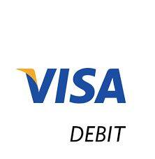 Logo van VISA Debit in blauwe en gele kleuren.