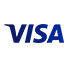 Het logo van Visa, een aanbieder van creditcards en betaalservices, toont 'VISA' in blauwe letters op een witte achtergrond.