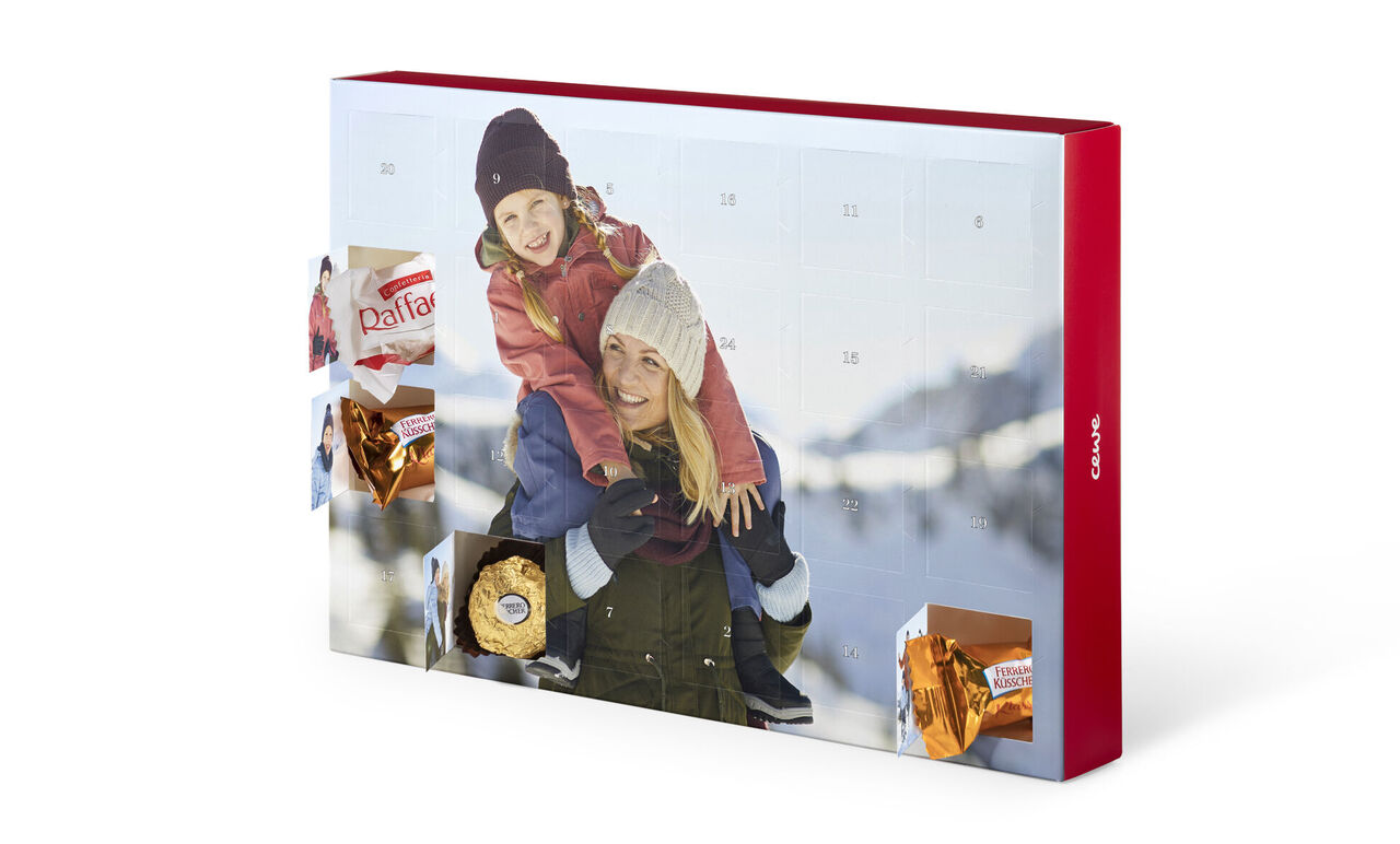 Adventskalender met gepersonaliseerde foto's en cadeaus