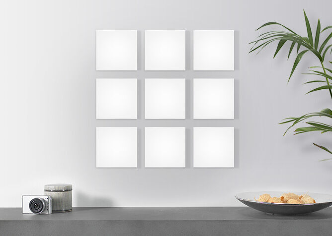 Negen lege fotoplaten om te ontwerpen aan een muur.