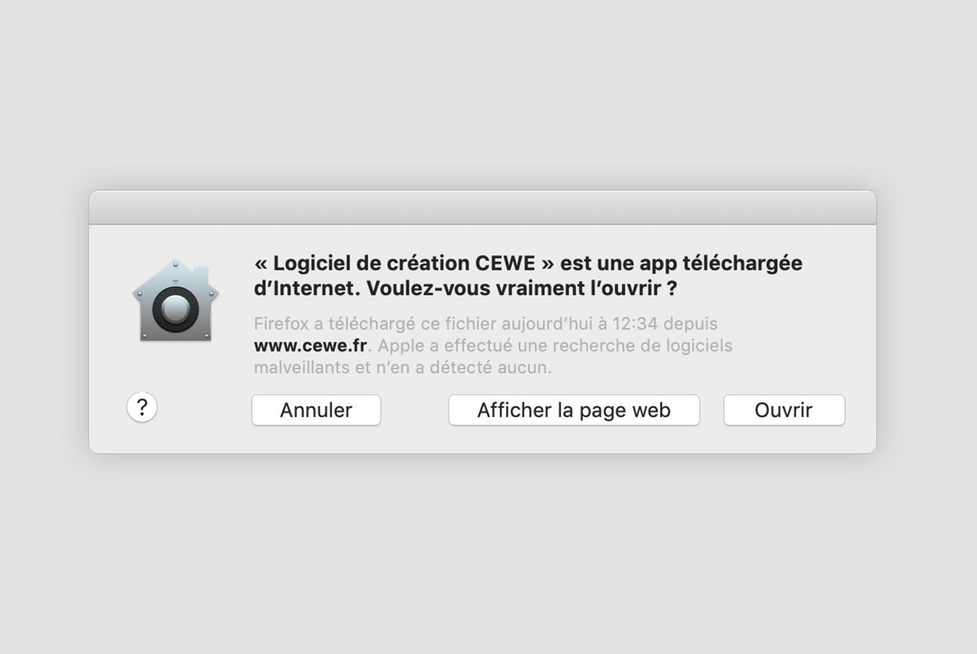 Notification sur le logiciel CEWE sur un écran d'ordinateur
