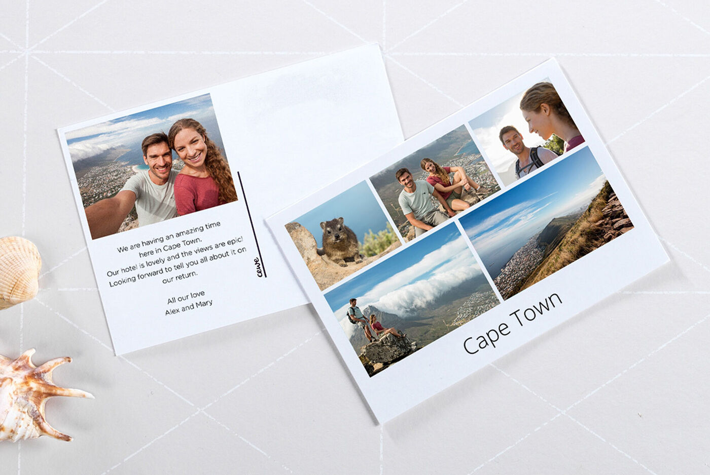Carte postale avec des photos d'aventures au Cap