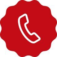 Émetteur rouge avec un récepteur de téléphone blanc au milieu