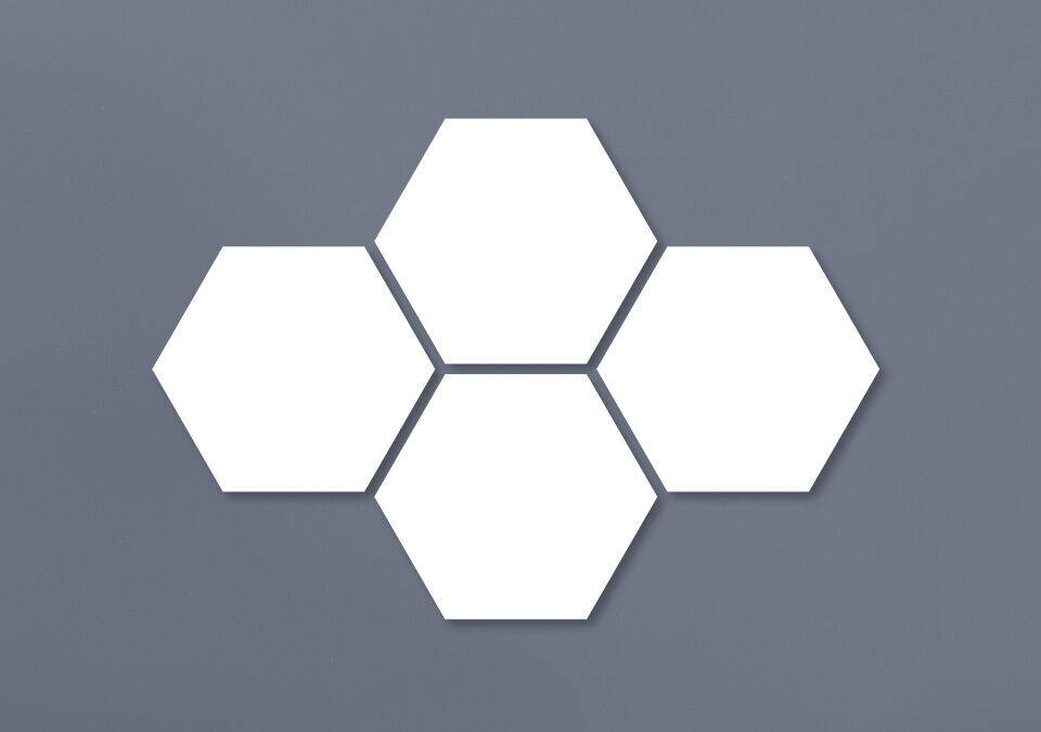 Formes hexagonales vides sur fond gris