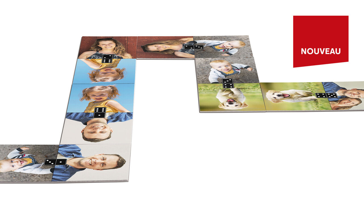 Mosaïque photo avec divers portraits de famille et chien. Des moments heureux sont présentés de manière créative.
