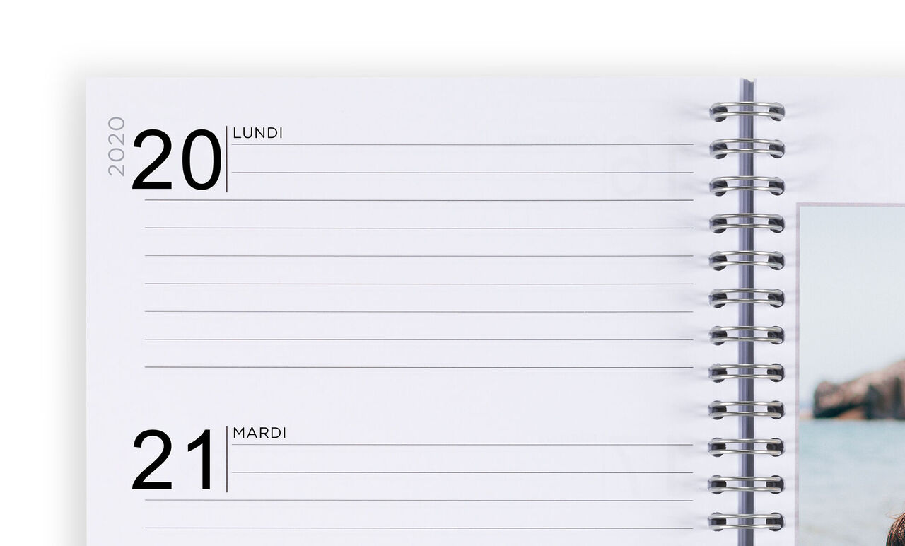 Page de calendrier avec espace de planification vide pour le 20 et 21 mars.