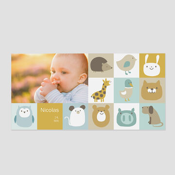 Design créatif de livre photo avec motifs animaliers et photo de Nicolas